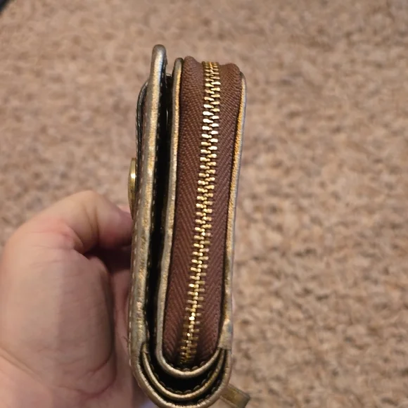 Coach Brown Signature Wallet with Gold Accents - Picture 10 of 12